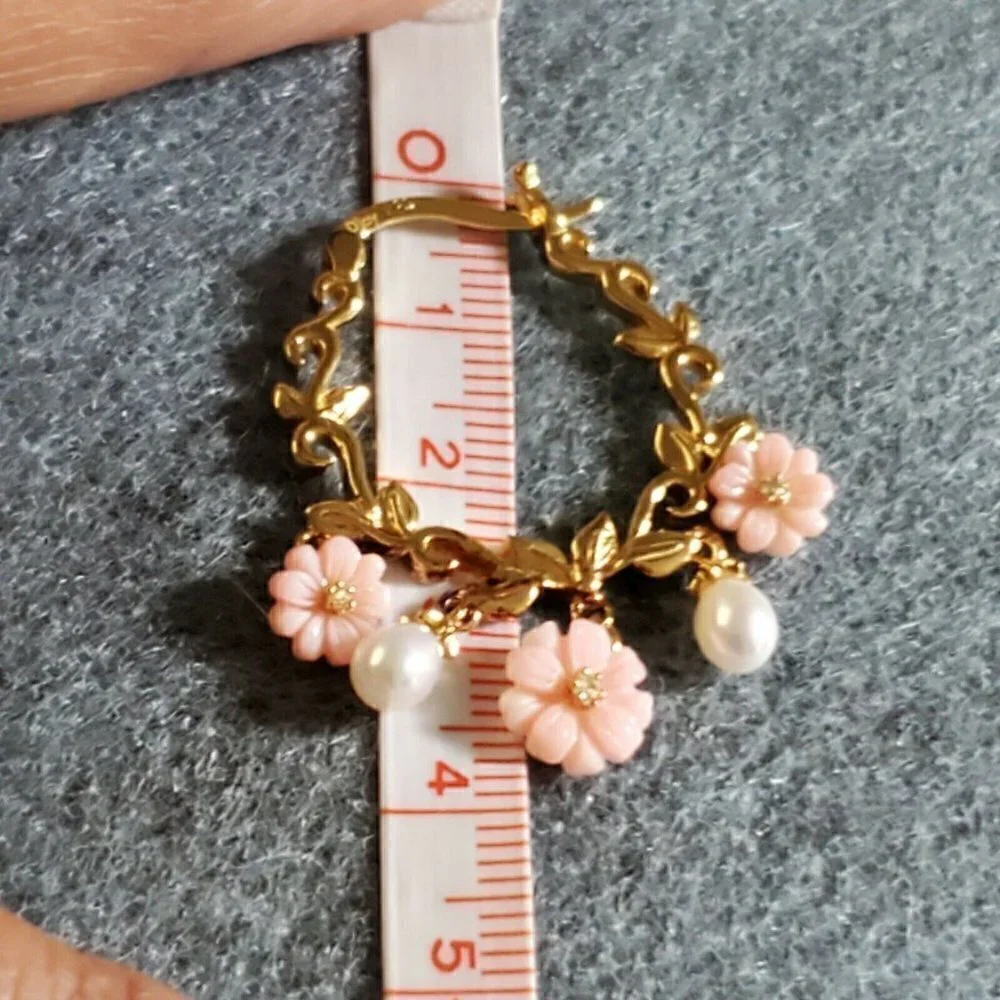 Jardin Mother of Pearl Flower Multigemstone Hoop Earrings